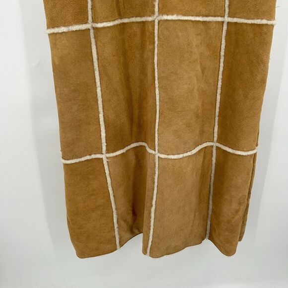 WILSONS LEATHER Maxima *Flawed Brown Leather Patchwork Boho Pennylane Coat Large - Picture 6 of 14